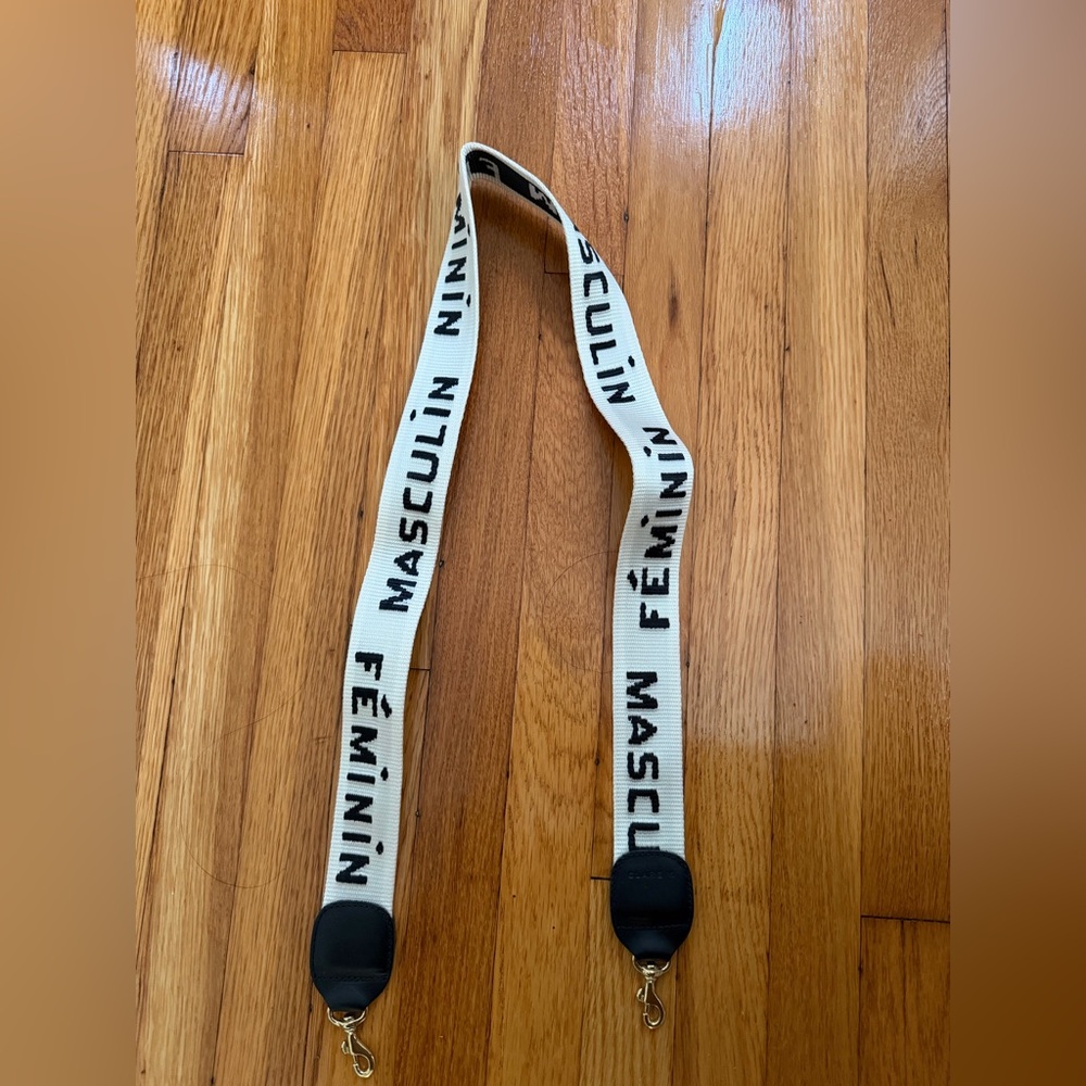 Clare V White and Black Strap with Gold Hardware